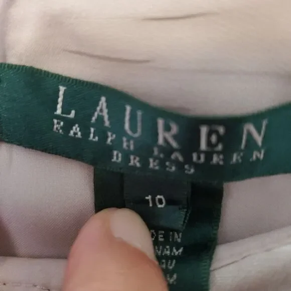 Lauren Ralph Lauren Dress Sleeveless Coral Beige Pleated Women’s Size 10 Lined - Picture 5 of 14